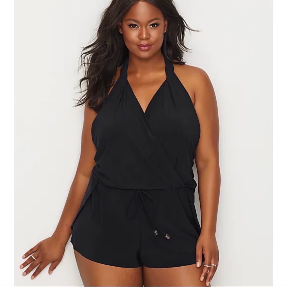NWT Magicsuit Bianca Halter One Piece Swimsuit Romper Black Plus Size 18W